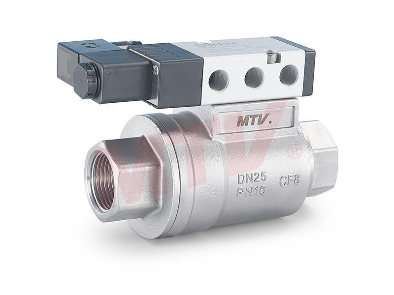Válvula coaxial roscada neumática serie 601 con válvula solenoide